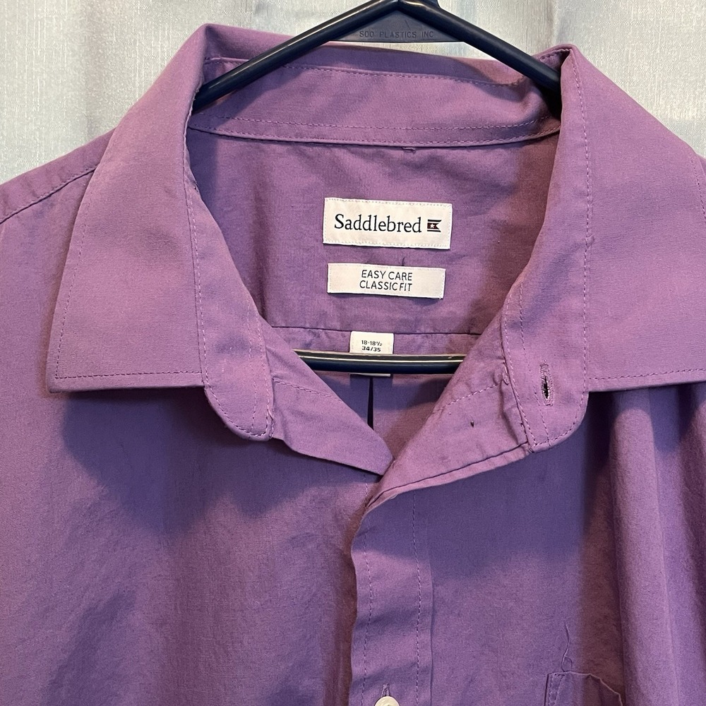 Saddlebred Men's Shirt 2XL Easy Care‎ Classic Fit Purple-Long Sleeve-Button Up